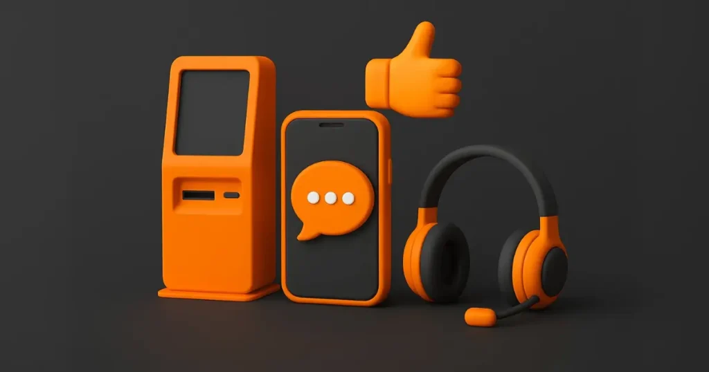 Ilustração 3D digital mostrando três pessoas analisando gráficos em telas flutuantes dentro de um ambiente corporativo moderno, representando o uso da tecnologia para reduzir custos operacionais e otimizar processos empresariais.